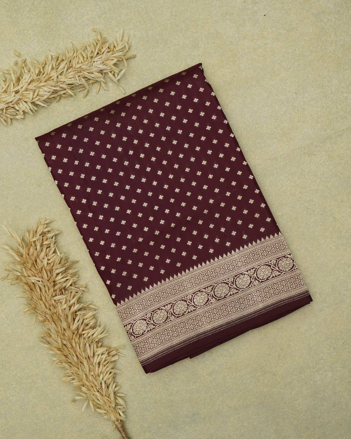 V Pakku Banarasi Silk Saree with Small Zari Butta Design