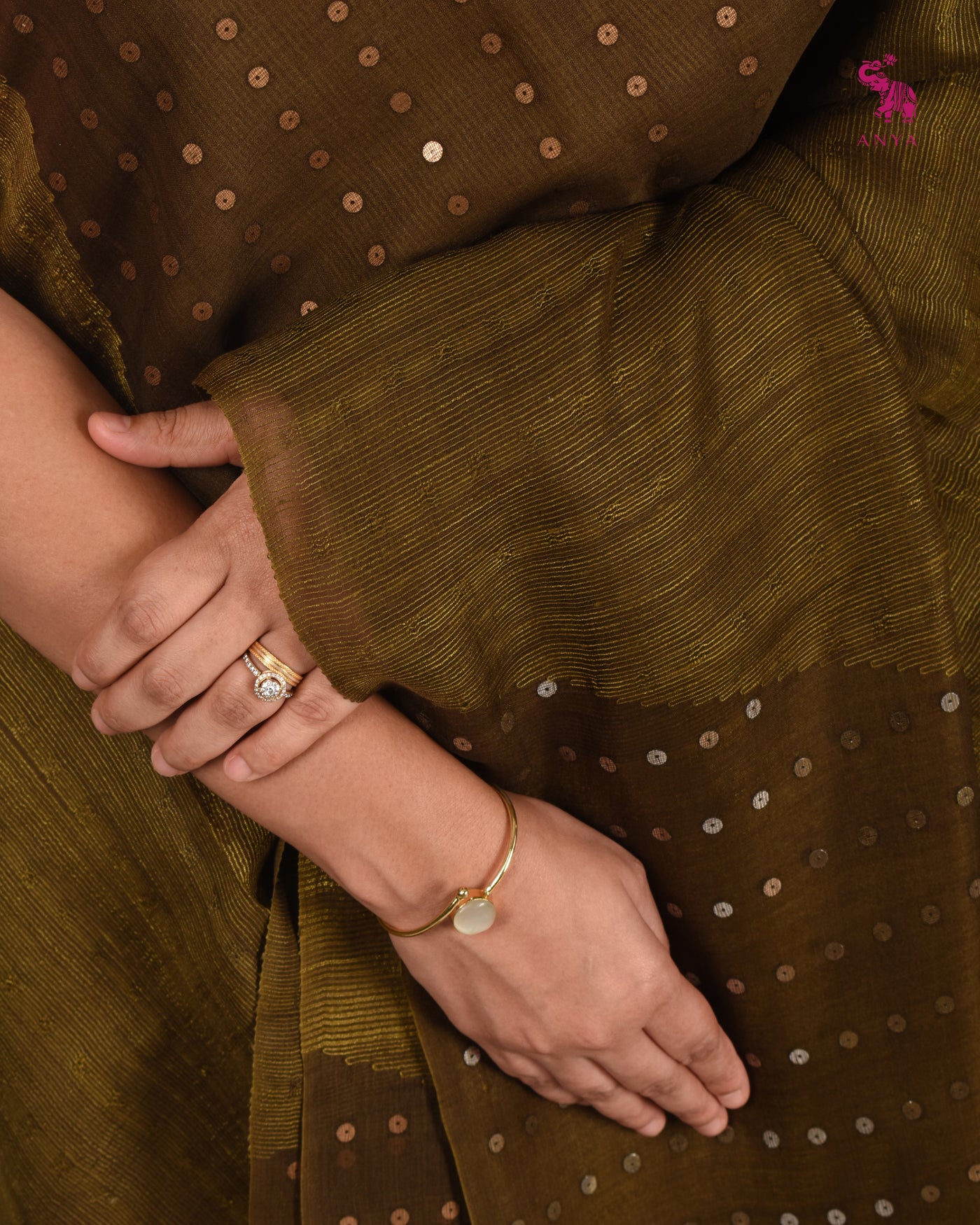 Mehandi Green Bailu Sequins Saree