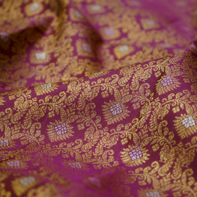 Magenta Kanchi Silk Saree with Creeper Zari Design