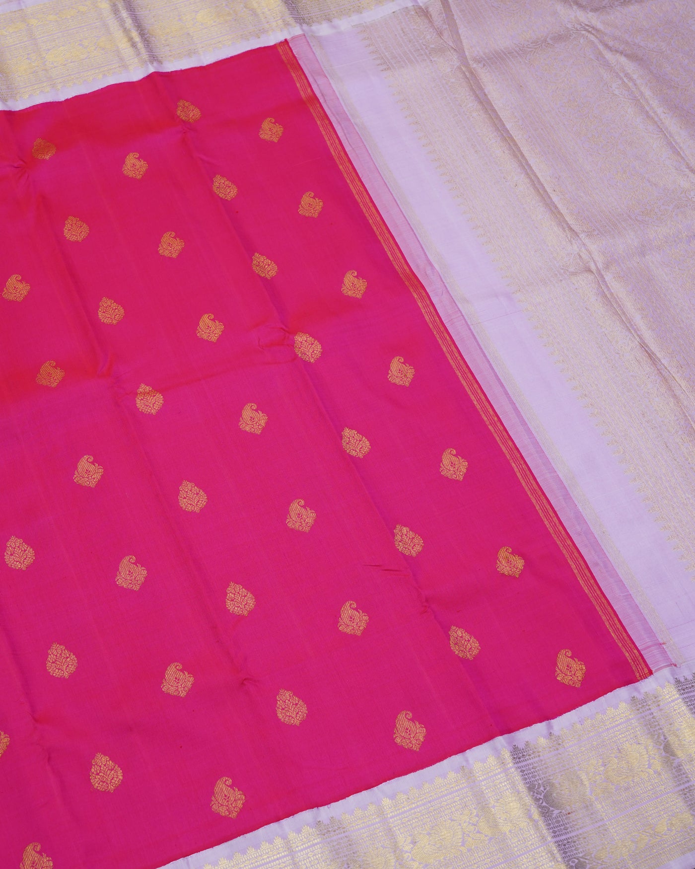 Mittai Pink Kanchi Silk Saree with Zari Butta Design
