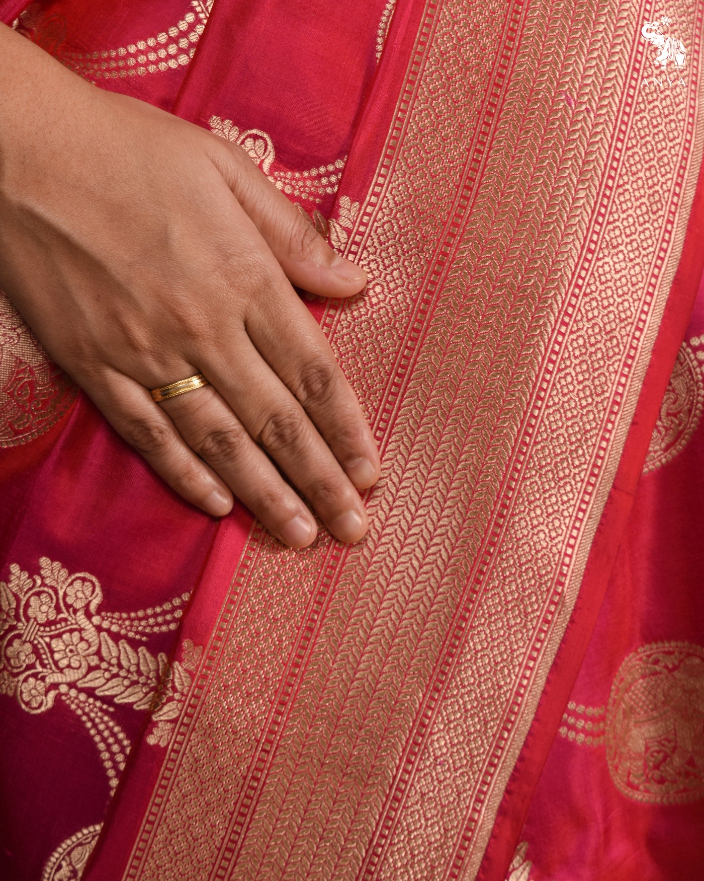 Rani Pink Banarasi Silk Saree with Creeper Design