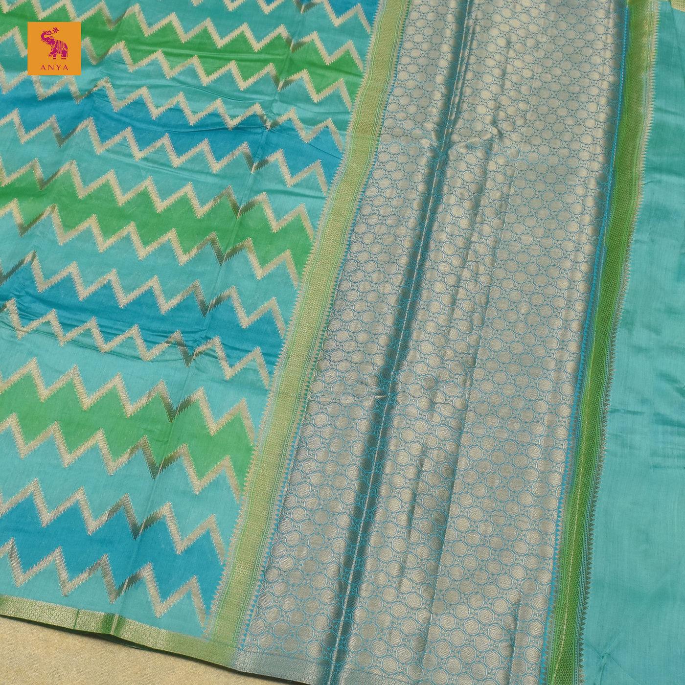 Rexona Chanderi Banarasi Silk Saree with Zig Zag Design