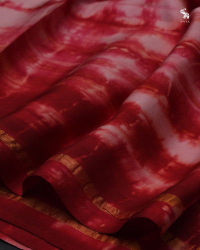 Onion Pink and Red Shibori Kanchi Silk Saree