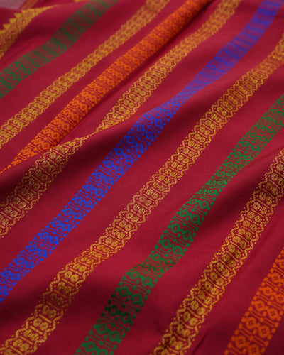 Baby Blue Printed Kanchi Silk Saree with Floral Design