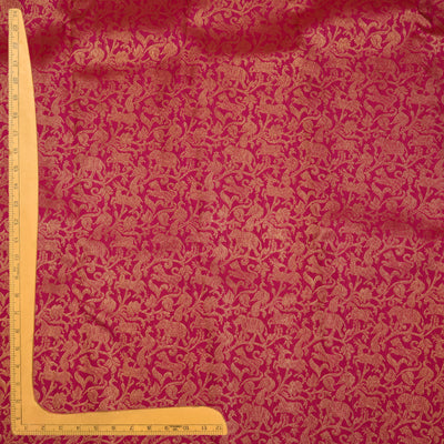 Rani Pink Kanchi Silk Fabric with Vanasingaram Design