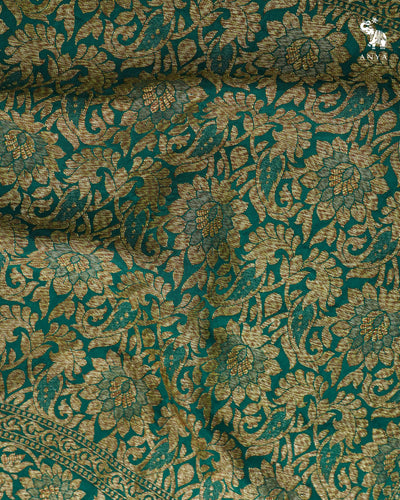 Alli Green Crepe Banarasi Silk Saree with Floral Creeper Design