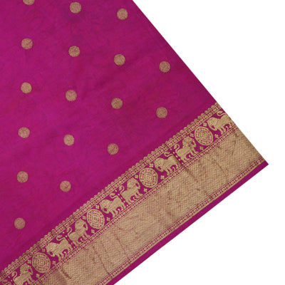 Grey Pen Kalamkari Kanchi Silk Saree with Creeper Design