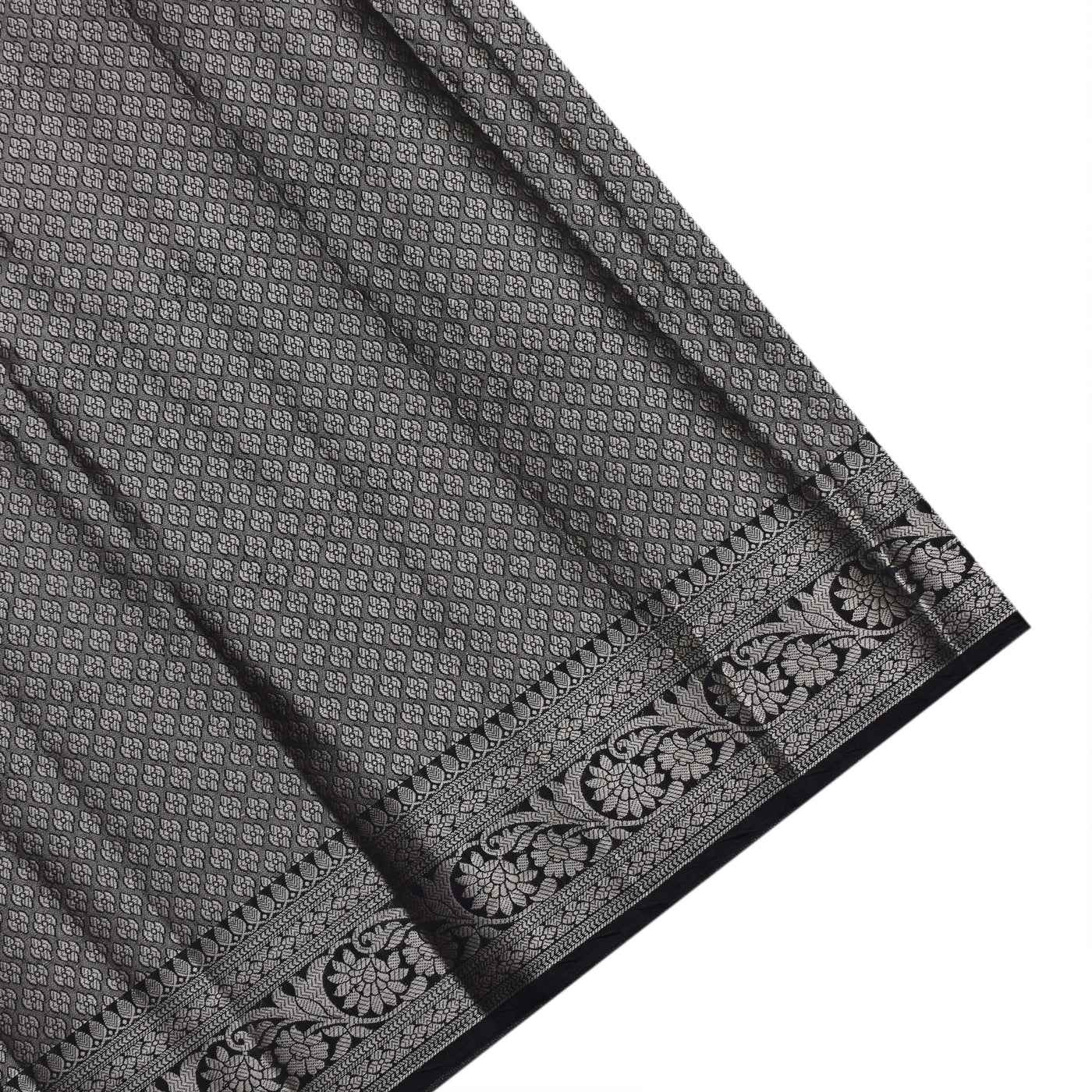 Grey Banarasi Silk Saree with Cross Design