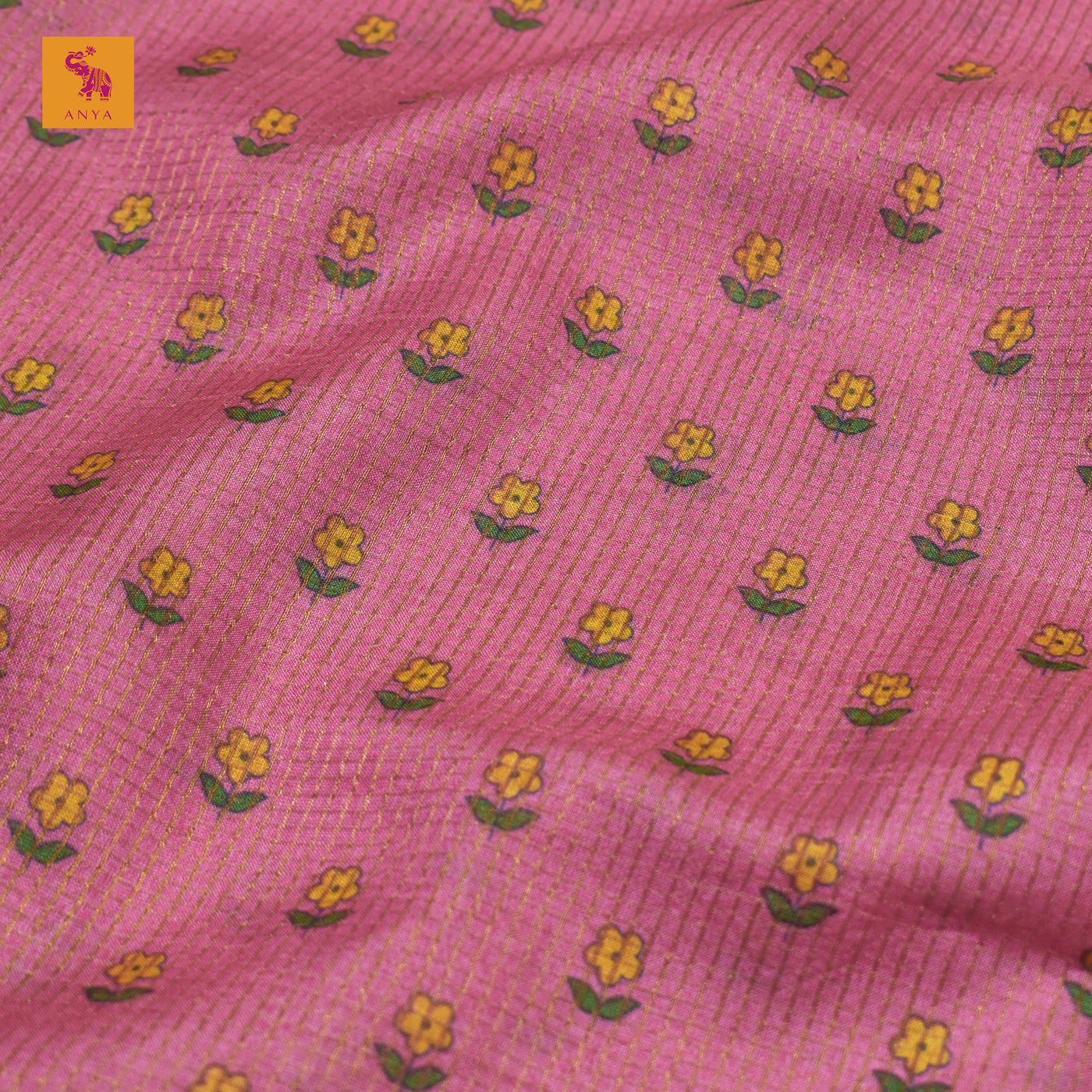 Onion Pink Small Flower Print Zari Checks Tussar Silk Saree with Bottle Green Kanchi Silk Small Box Zari Pallu