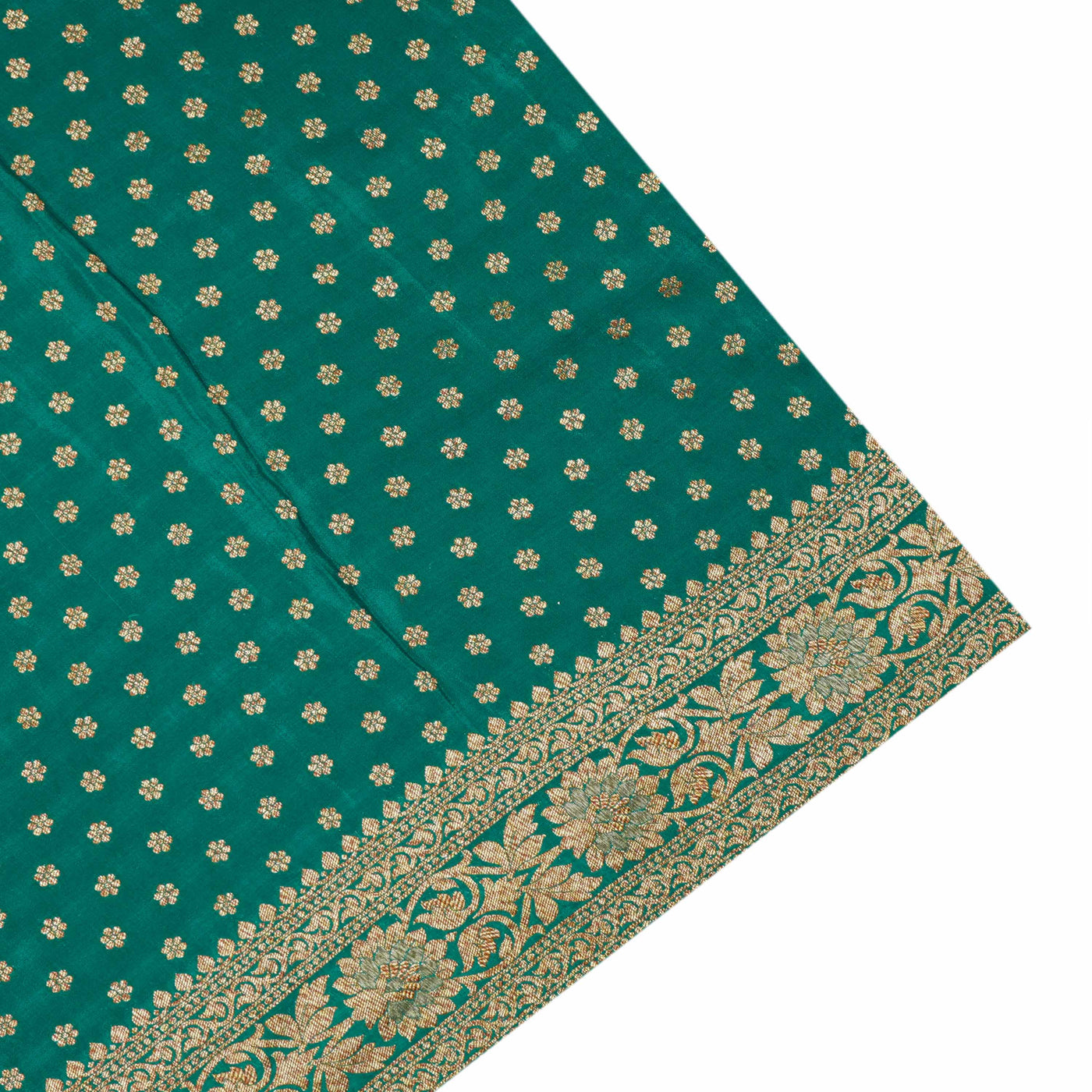 Alli Green Crepe Banarasi Silk Saree with Floral Creeper Design