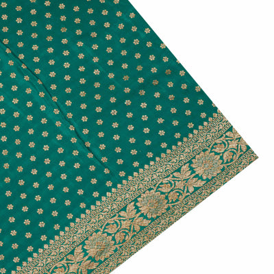 Alli Green Crepe Banarasi Silk Saree with Floral Creeper Design