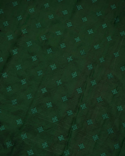 Bottle Green Kanchi Silk Kutch Embroidery Fabric