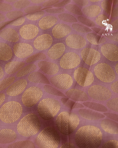 Pink Kanchi Silk Fabric with Coin Butta Design