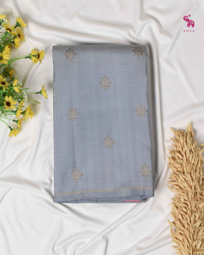 Grey Kanchi Classic Saree with Kolam Butta Design