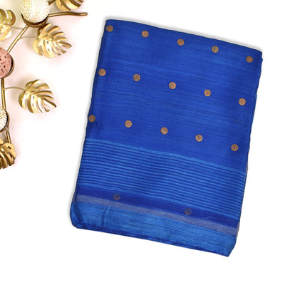 Royal Blue Bailu Silk Saree with Coin Design