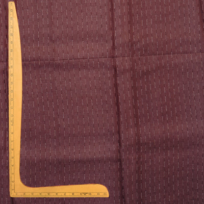 Maroon Tussar Silk Fabric with Thread Lines Design