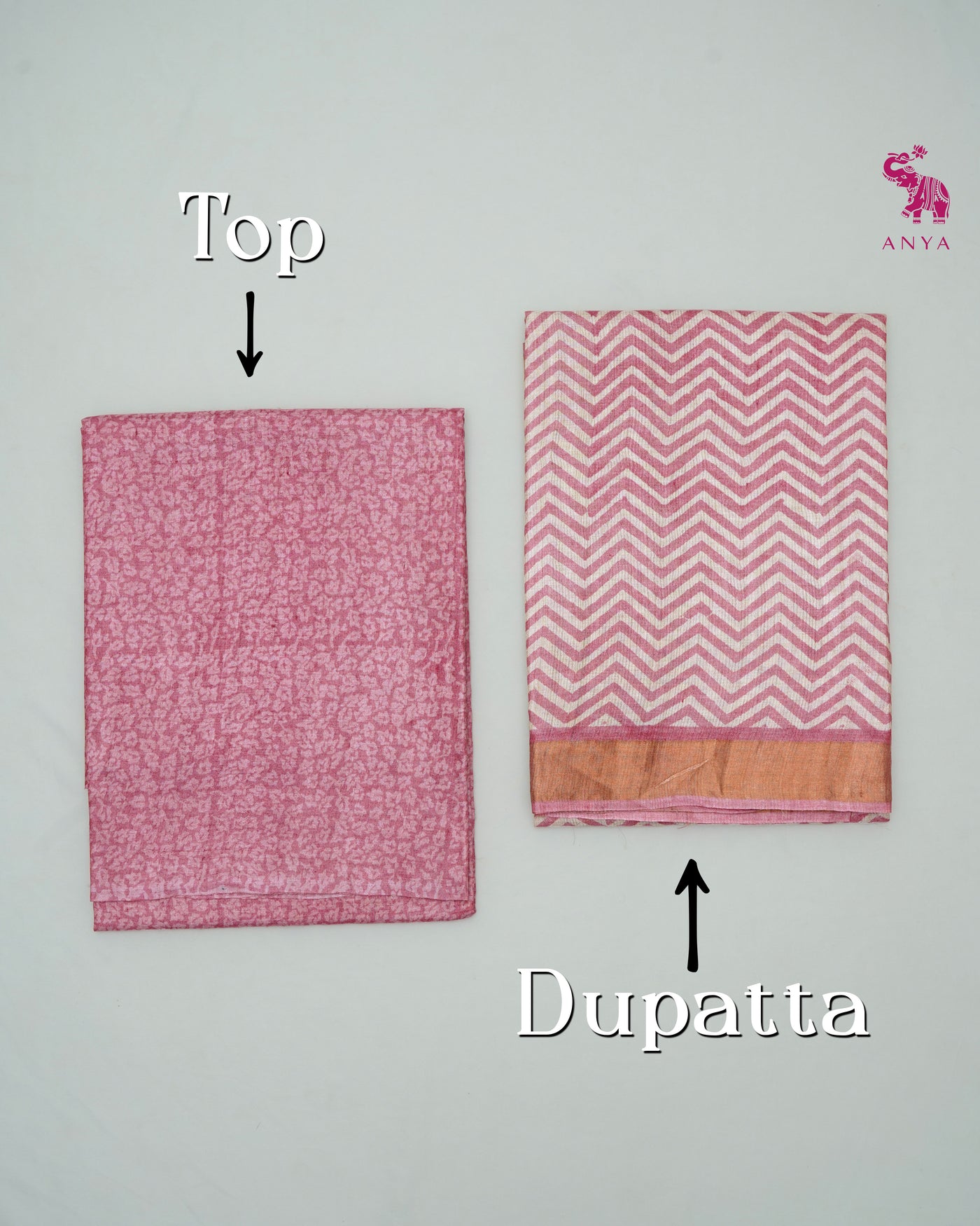 Pink Unstitched Tussar Salwar Set