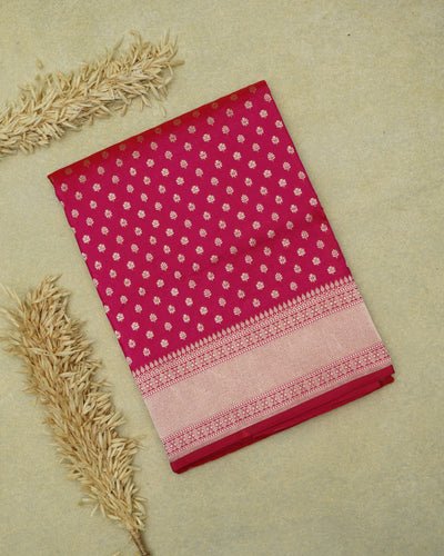 Rani Pink Banarasi Silk Saree with Small Zari Butta Design