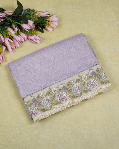 Lavender Crush Tissue Saree with Floral Embroidery Border