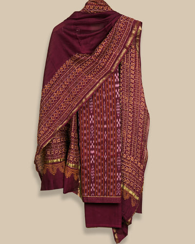 Arakku Red Cotton Salwar with Ikkath Design