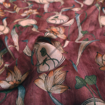 Maroon Chanderi Fabric with Creeper Design