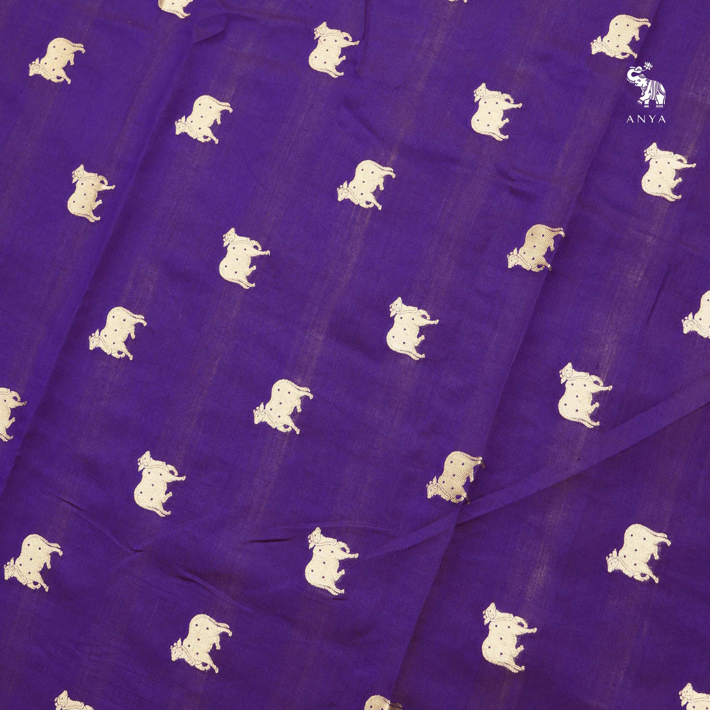 Violet Banarasi Silk Fabric with Cow Butta Design