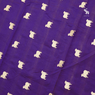 Violet Banarasi Silk Fabric with Cow Butta Design