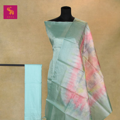 Baby Blue Tussar Silk Salwar with Zari Dots Design