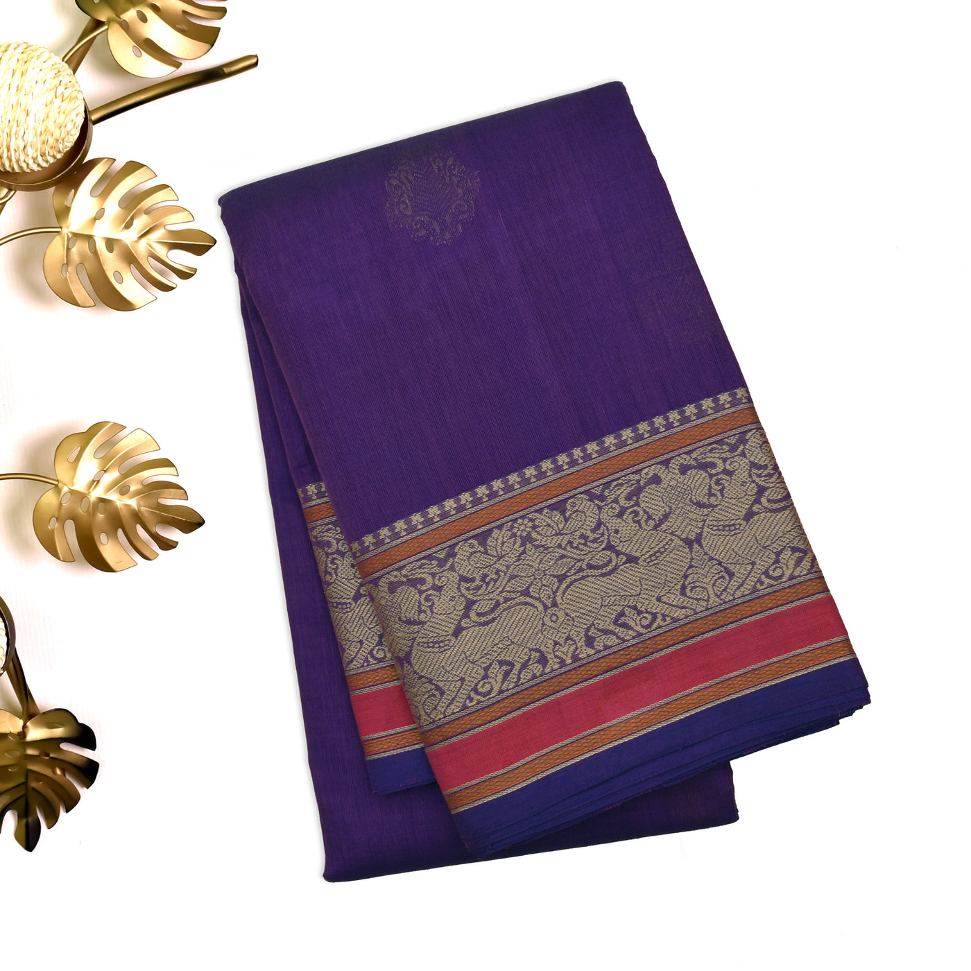 Purple Kanchi Cotton Saree with Thread Butta Design