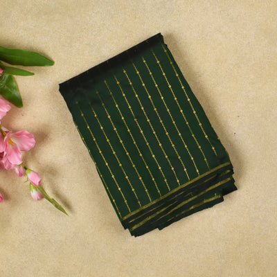Bottle Green Pen Kalamkari Kanchi Silk Saree