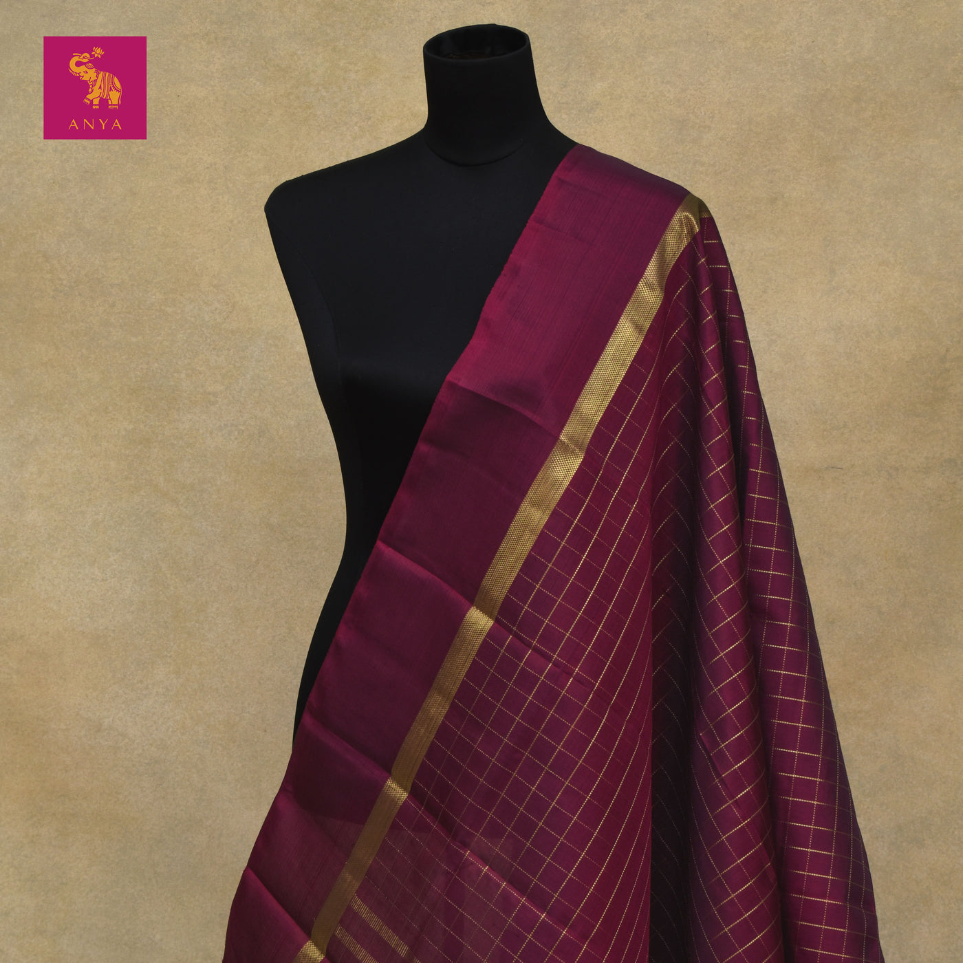 Black Arakku Kanchi Silk Dupatta with Zari Kattam Design