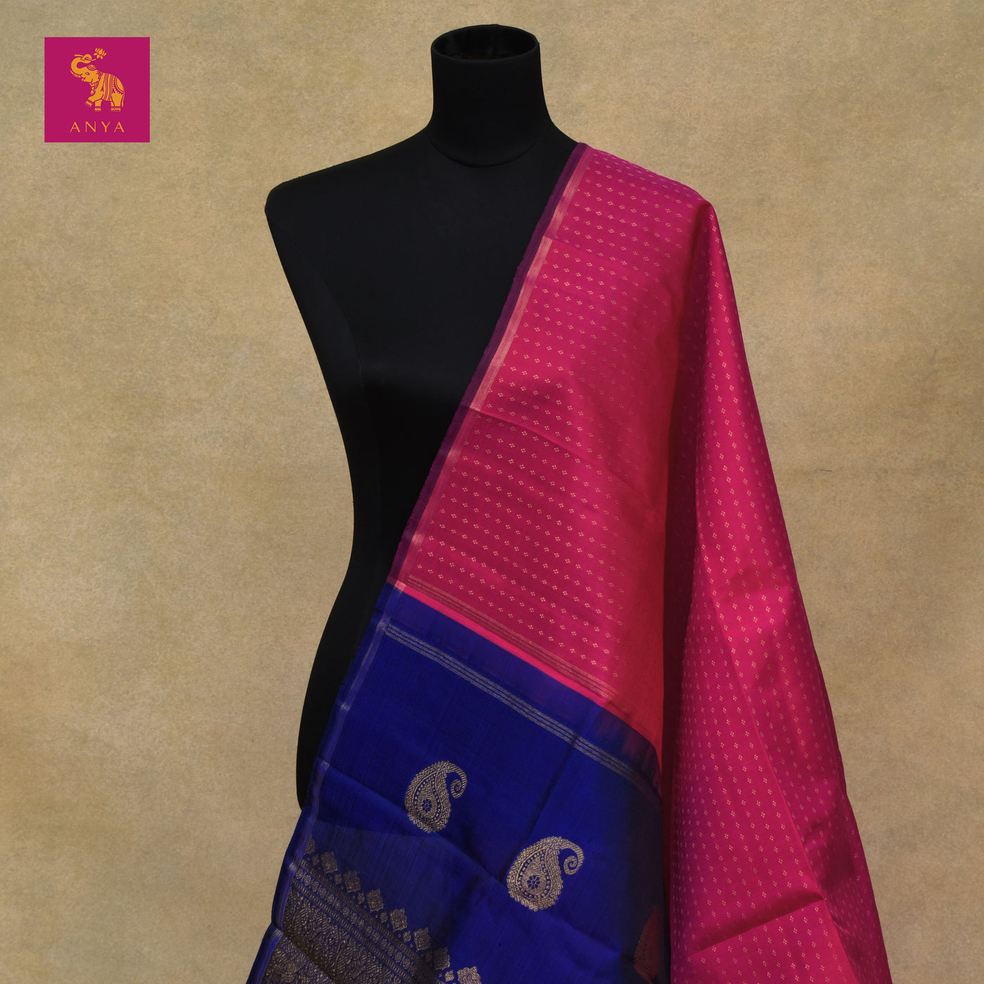 Rani Thakkali Kanchi Silk Dupatta with Kuligai Butta Design