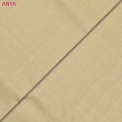 Off White Kanchi Silk Fabric with Dots and Stripes Design