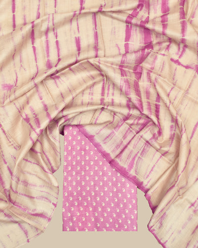 Lotus Pink Tussar Silk Salwar with Small Mango Print Design