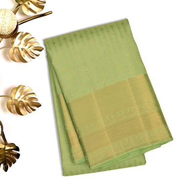 Apple Green Kanchipuram Silk Saree with Stripes Butta Design