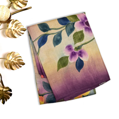 Multicolor Tussar Silk Saree with Floral Printed Design