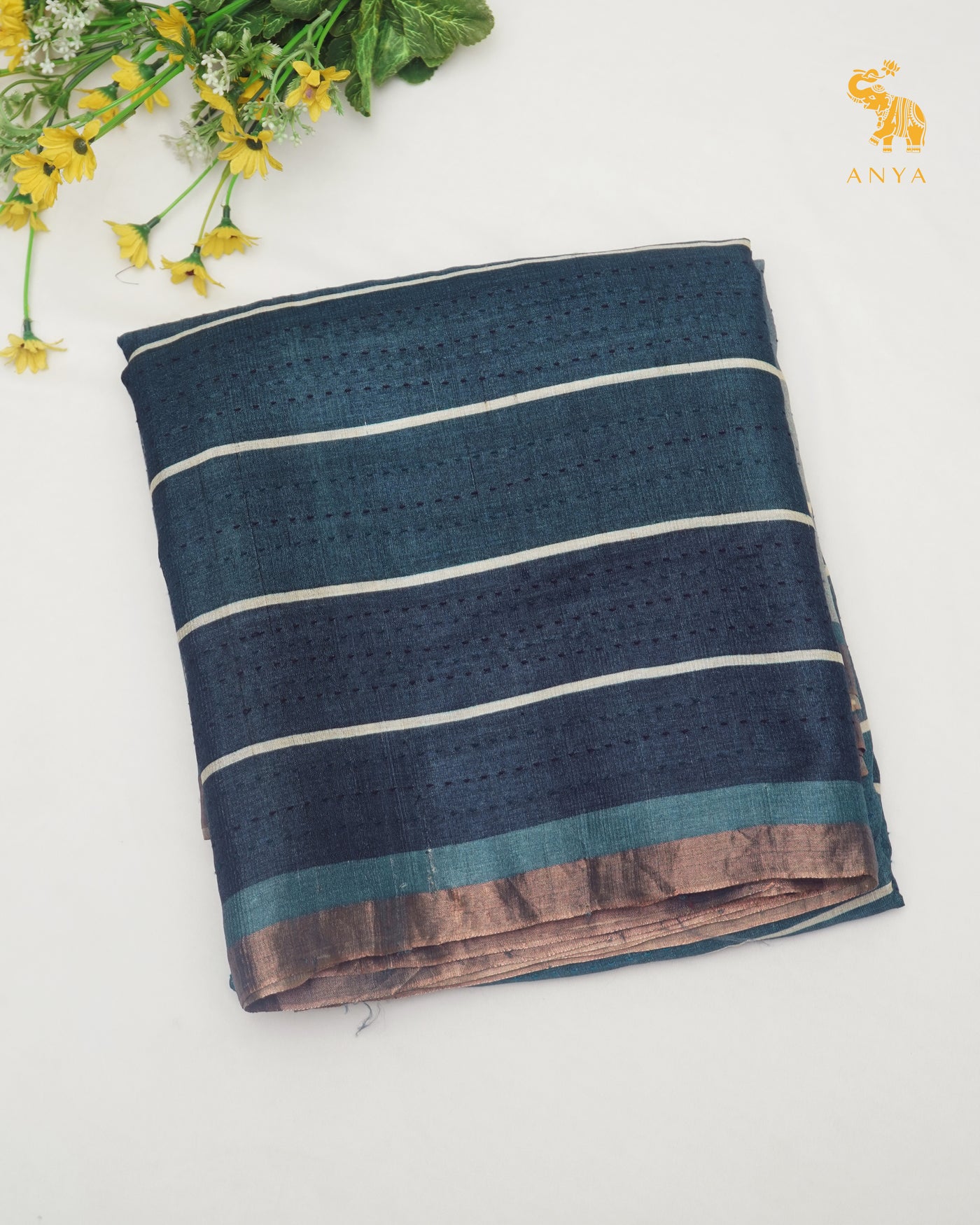 Grey Chanderi Saree with Kantha Work Design