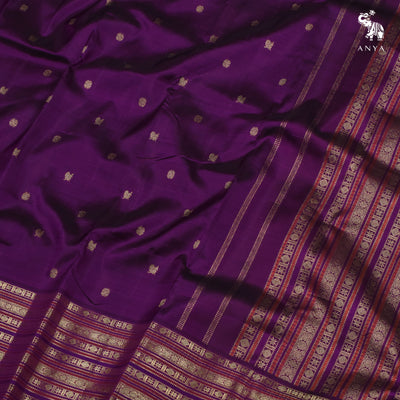 Magenta Kanchi Silk Saree with Zari Butta Design