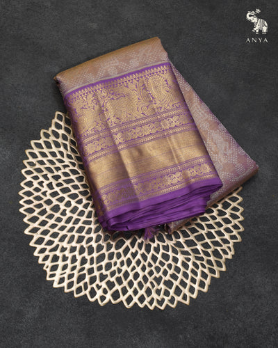 Light Lavender Kanchipuram Silk Saree with Silver Tissue Butta Design