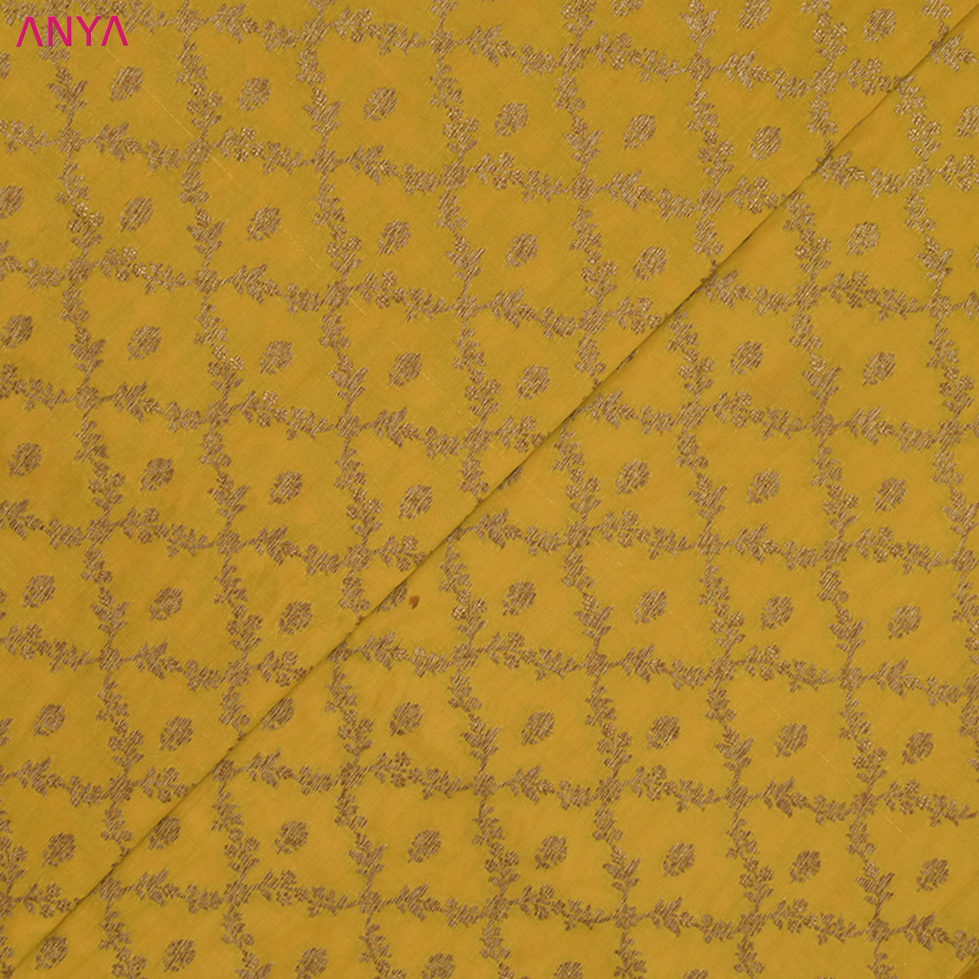 Mustard Banarasi Silk Fabric with Creeper Design