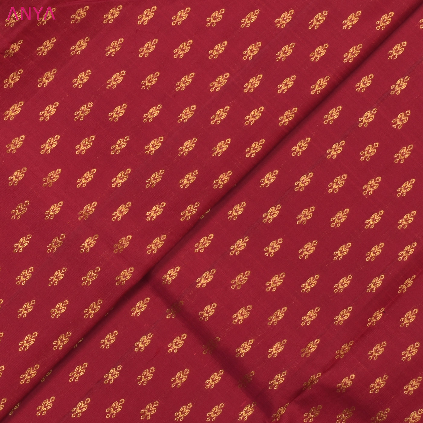 Maroon Kanchi Silk Fabric with Jewel Butta Design