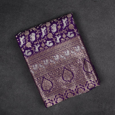 Meenakshi Blue Banarasi Silk Saree with Vanasingaram Design