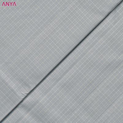 Steal Grey Kanchi Silk Fabric with Small Zari Checks Design