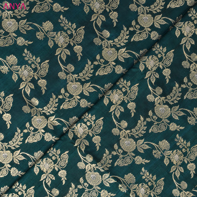Bottle Green Banarasi Silk Fabric with Creeper Design