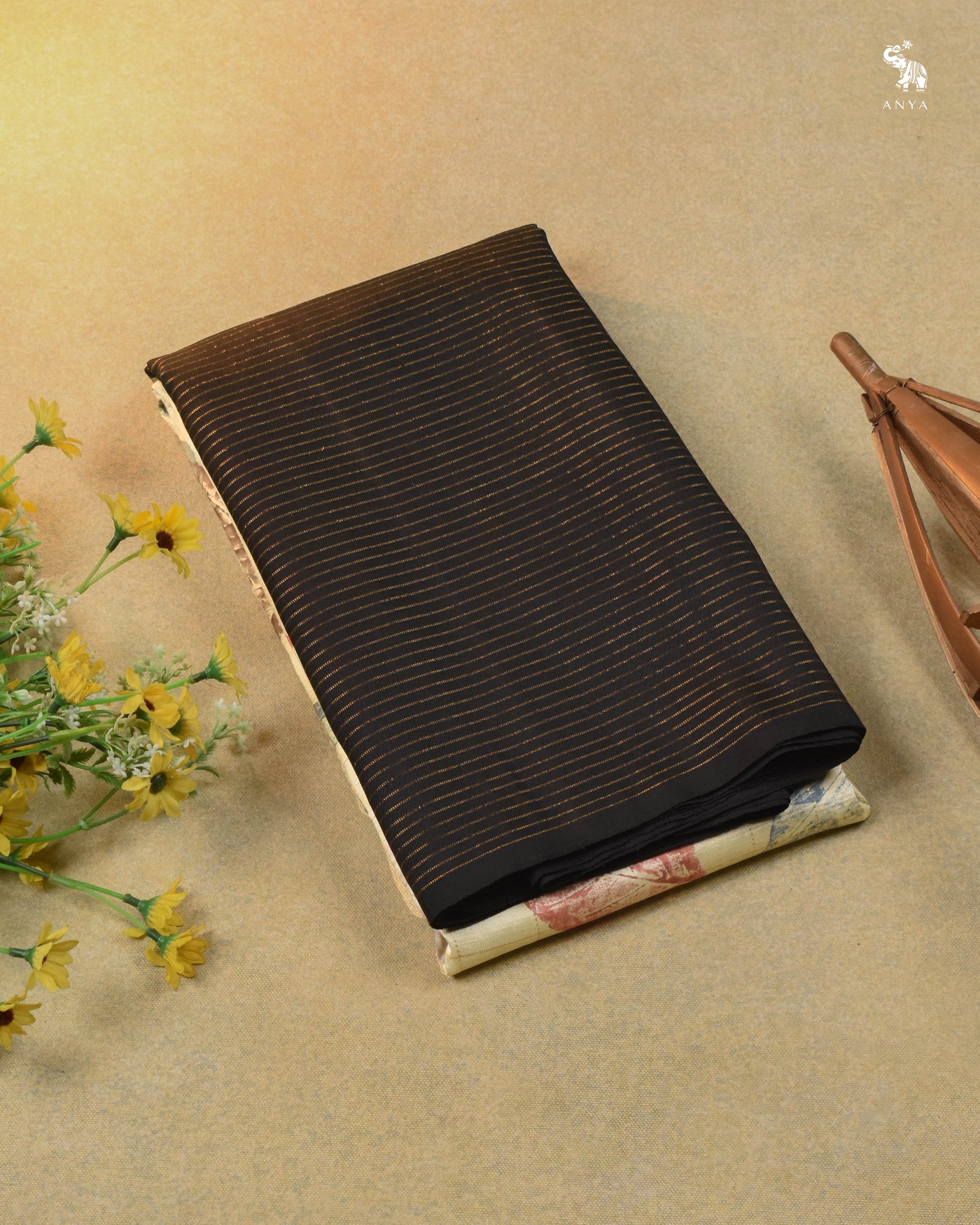Off White Eco Print Kanchi Silk Saree