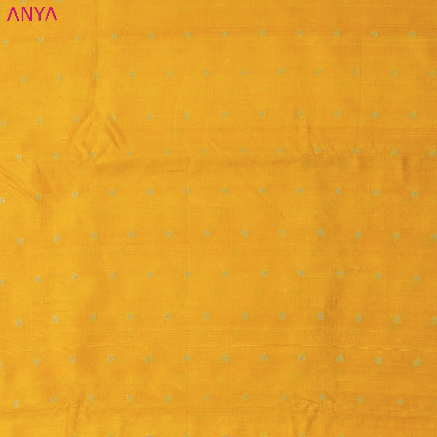 Light Orange Tussar Raw Silk Fabric with Small Zari Butta Design