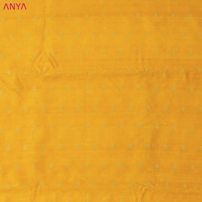 Light Orange Tussar Raw Silk Fabric with Small Zari Butta Design