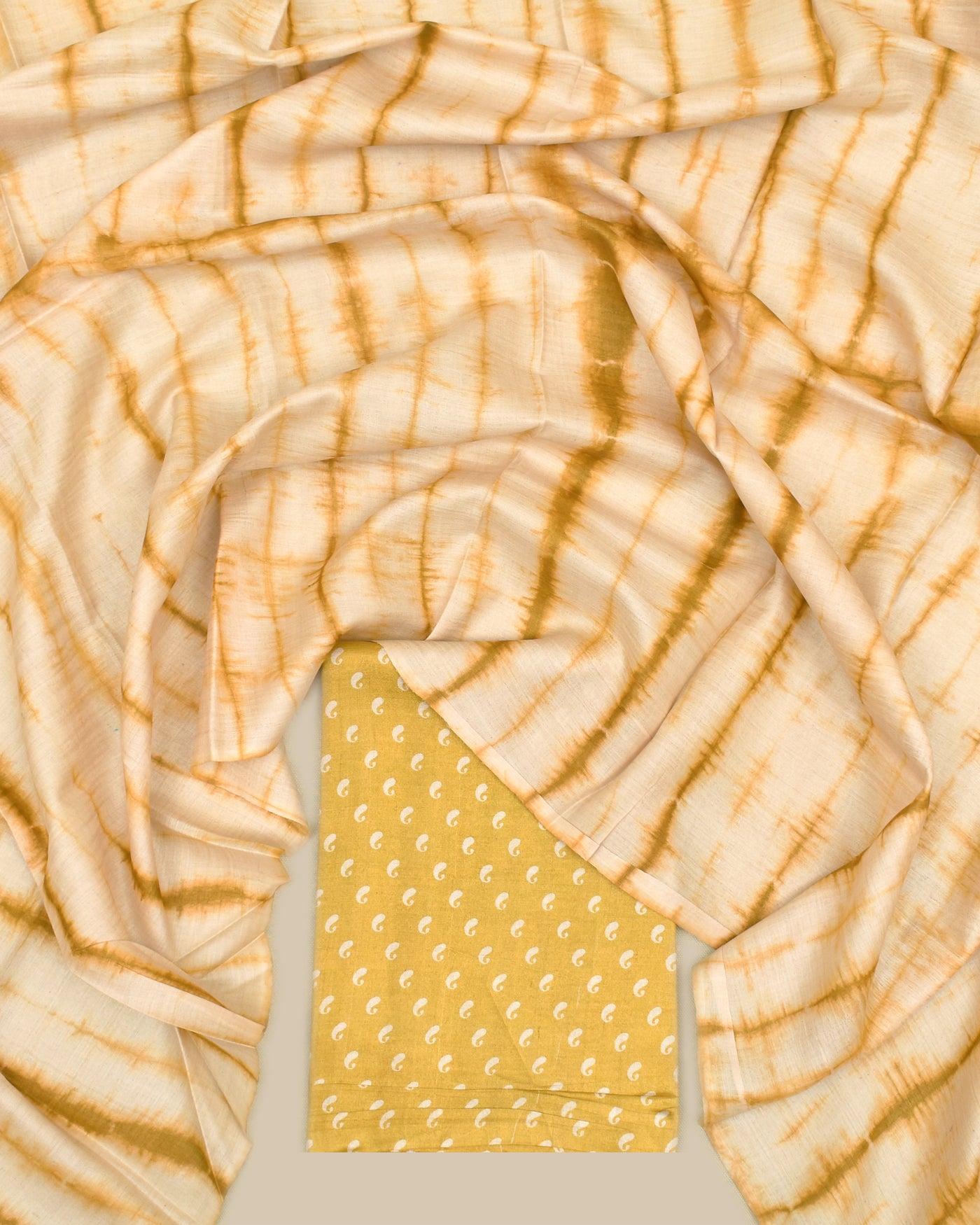 Mustard Tussar Silk Salwar with Small Mango Print Design