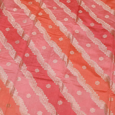 Pink Chanderi Banarasi Silk Saree with Cross Design