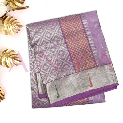 Lavender Zari Kota Saree with Diamond Zari Butta Design